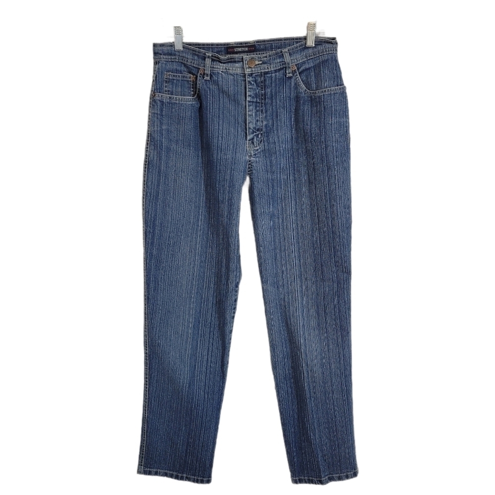 Bill Blass Vintage Y2K Vertical Whisker High Rise Straight Leg Mom Jeans 10P